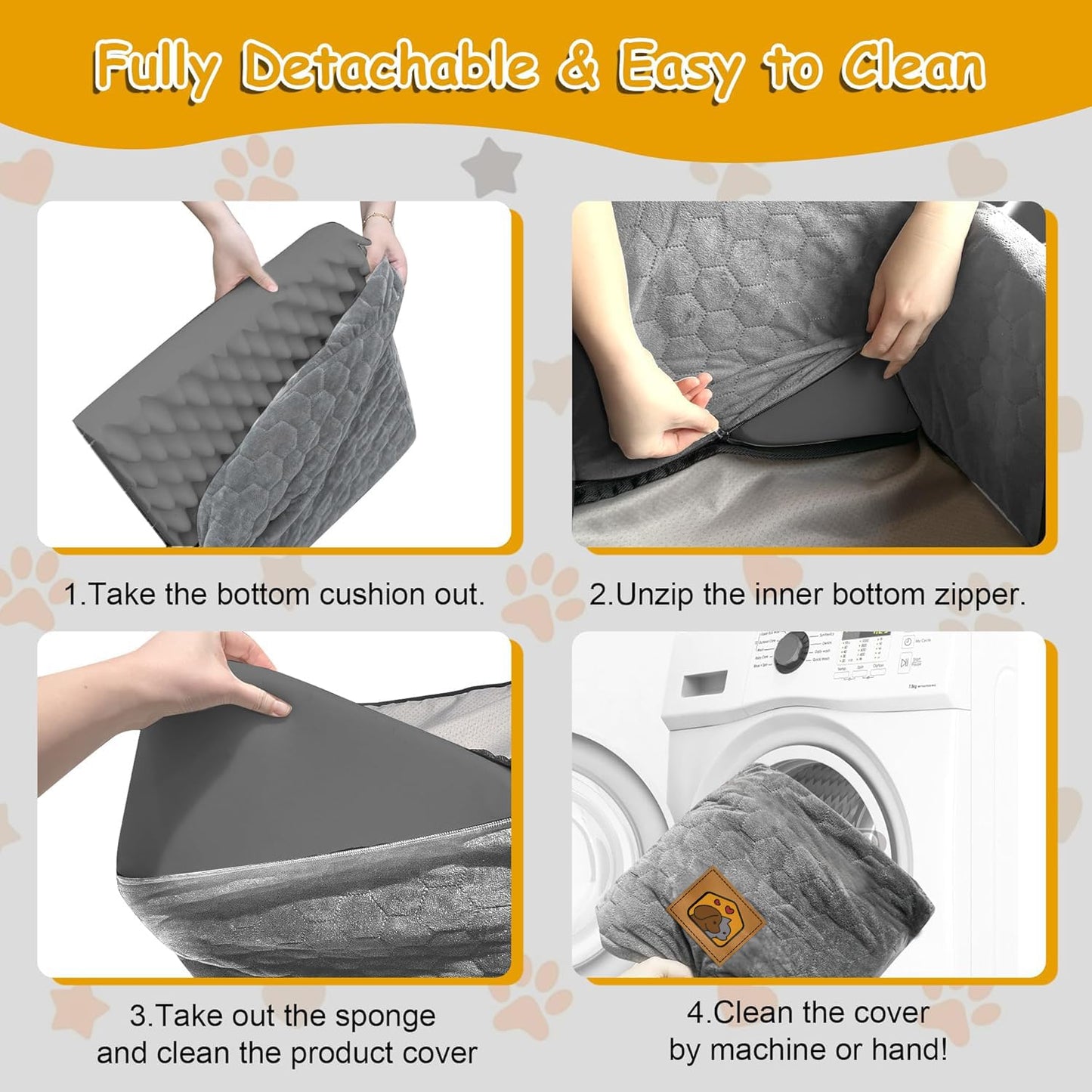 Memory Foam Dog Car Seat with Washable Cover