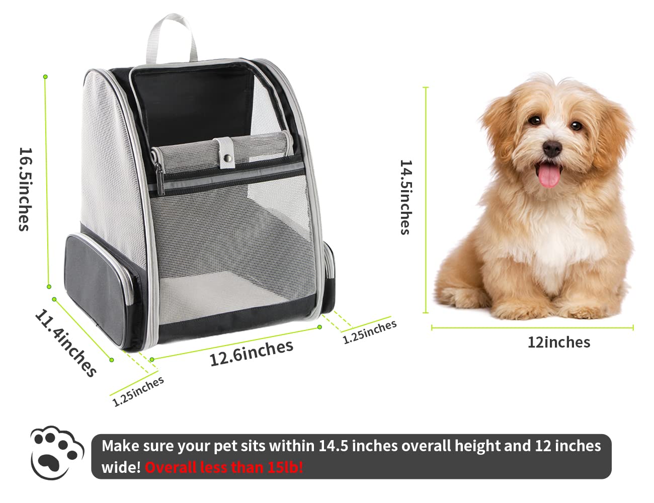 Texsens Pet Travel Backpack Carrier – Black
