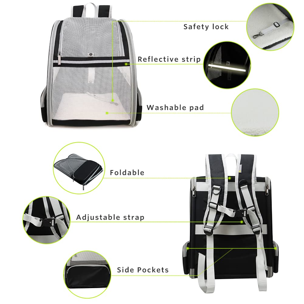 Texsens Pet Travel Backpack Carrier – Black