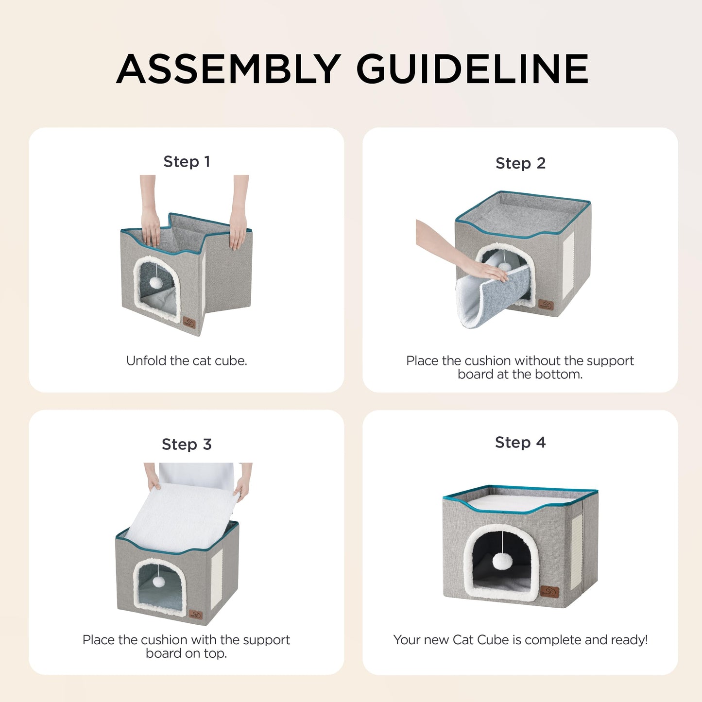 Bedsure Foldable Cat House with Scratch Pad