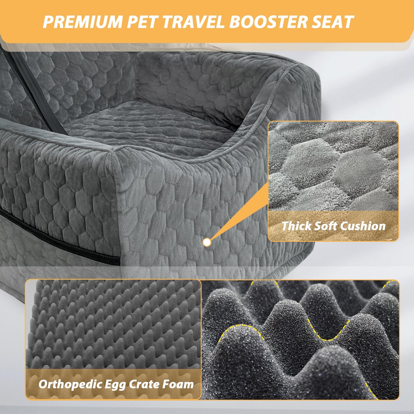 Memory Foam Dog Car Seat with Washable Cover