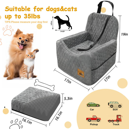 Memory Foam Dog Car Seat with Washable Cover