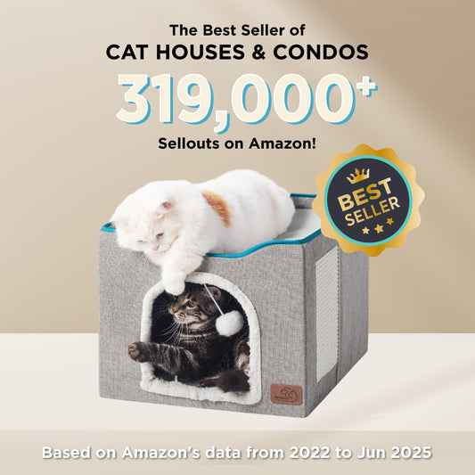 Bedsure Foldable Cat House with Scratch Pad
