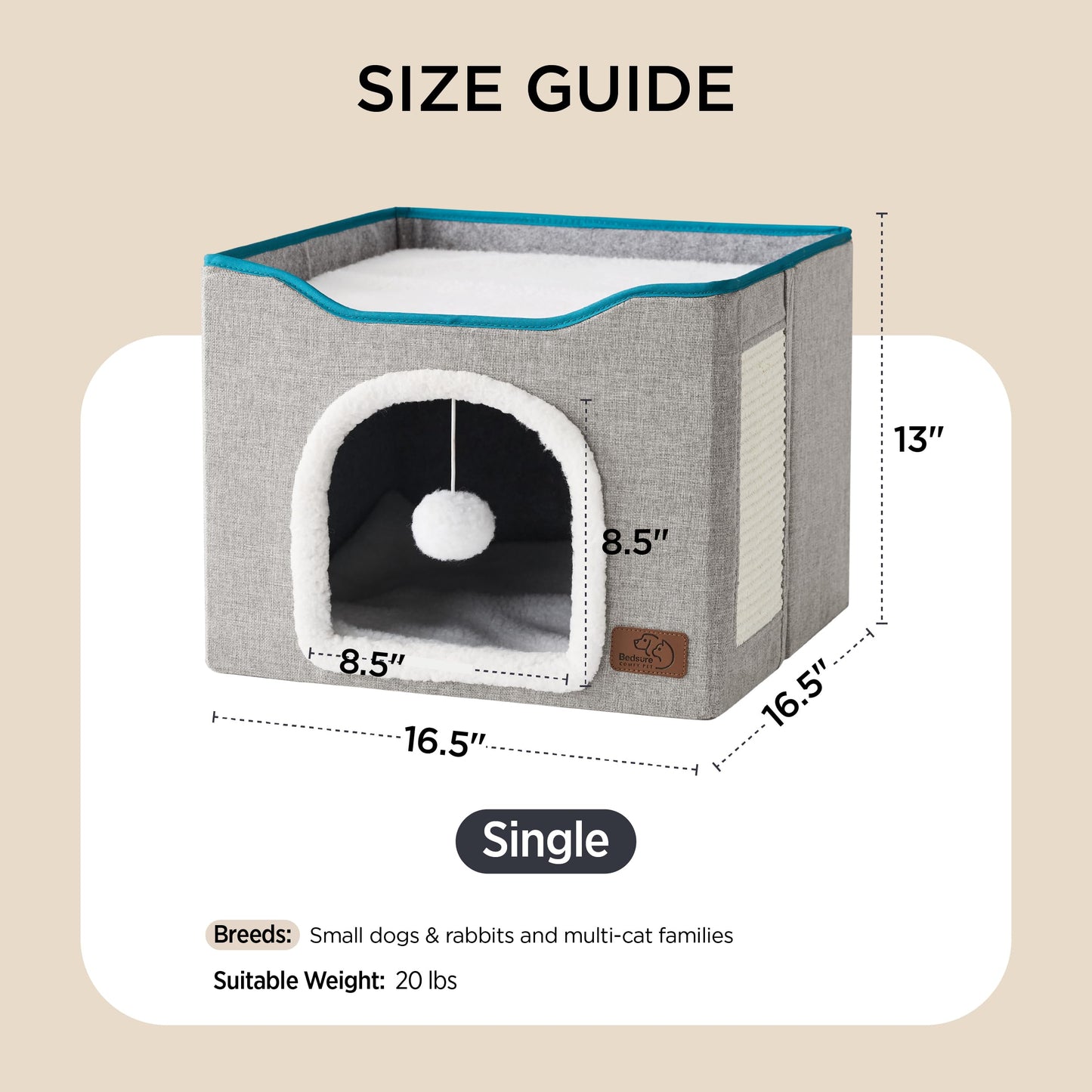 Bedsure Foldable Cat House with Scratch Pad