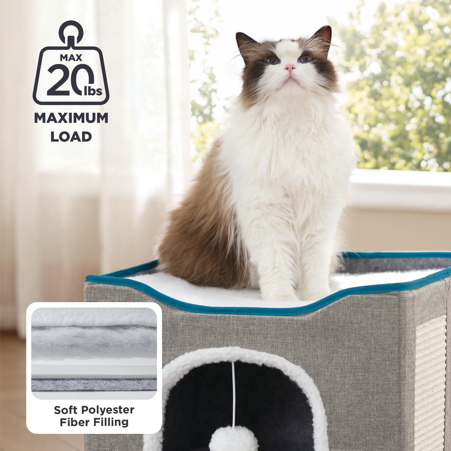 Bedsure Foldable Cat House with Scratch Pad
