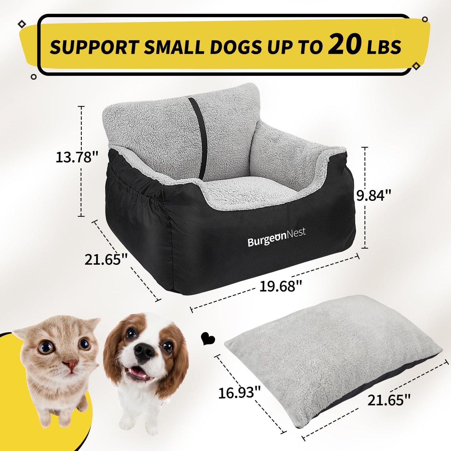 BurgeonNest Washable Dog Booster Car Seat – Black