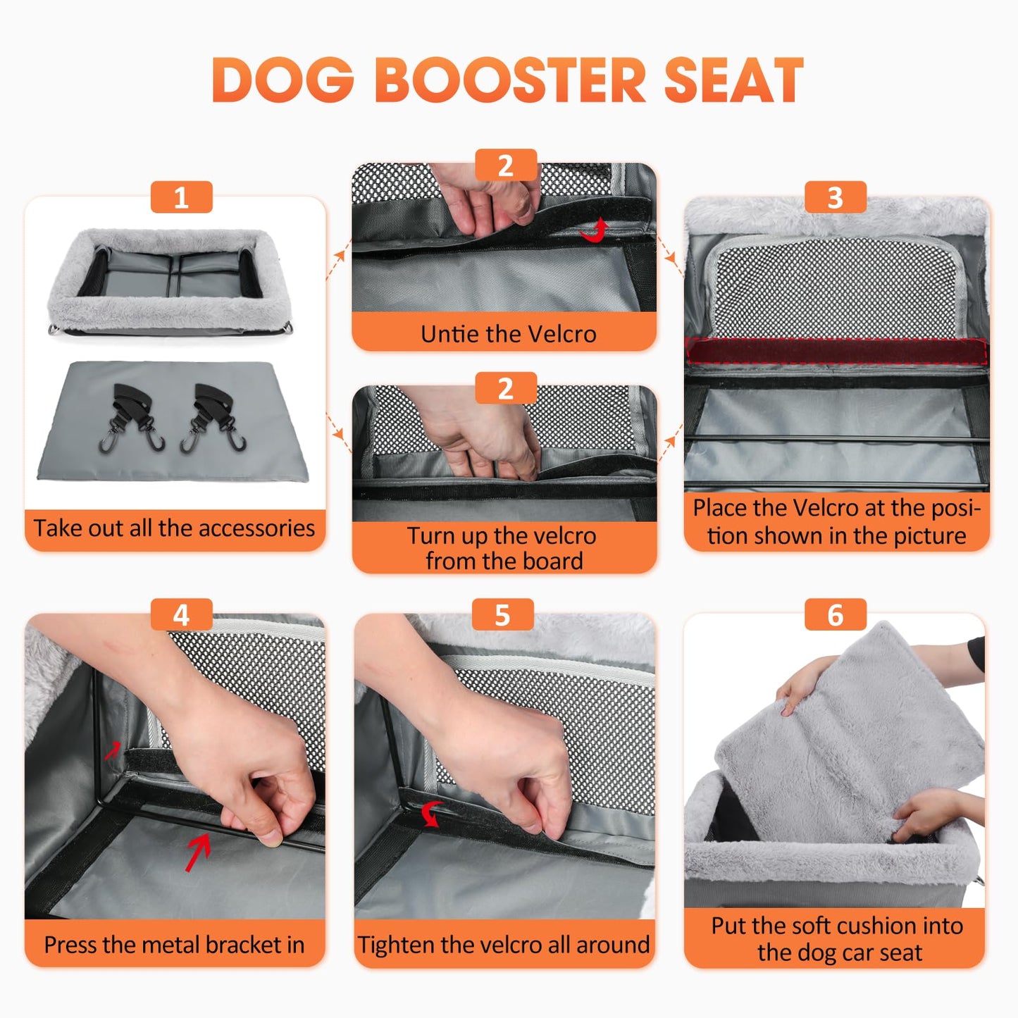 JOEJOY Portable Dog Car Seat with Safety Leash