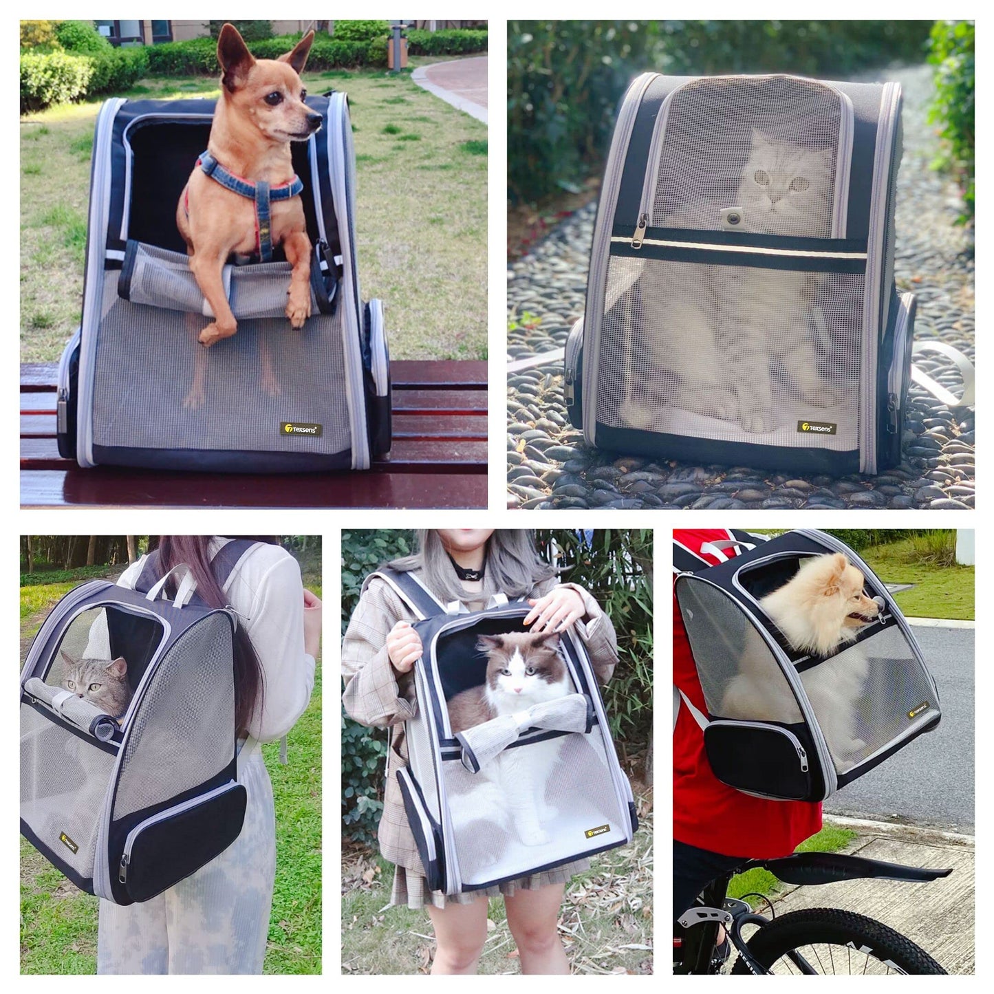 Texsens Pet Travel Backpack Carrier – Black